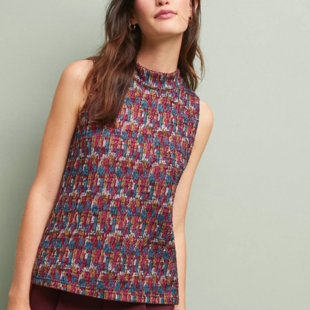 ⭐️ Petra Mock Neck Top Akemi + Kin Geo Peasant Hipster Hippie Art Deco Blouse